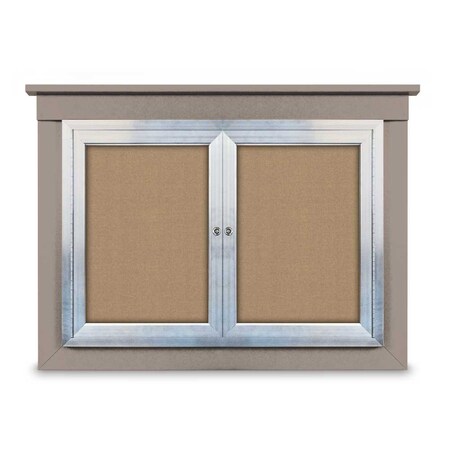 United Visual Products 36"x36" 1-Door Enclosed Letterboard, Header, Black Felt/Cherry UV2623HD-CHERRY-BLACK